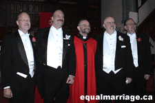 George Olds, Phillip De Blieck, Brent Hawkes, Troy Perry and George Olds (Photo by equalmarriage.ca, 2003