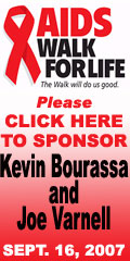 Sponsor gay marriage advocates Kevin Bourassa and Joe Varnell in the AIDS Walk For Life